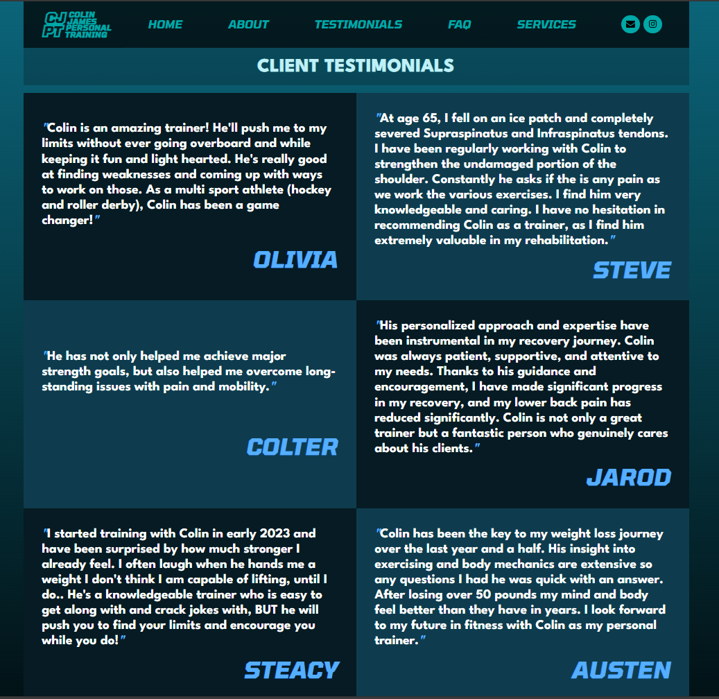 Website Testimonials Page