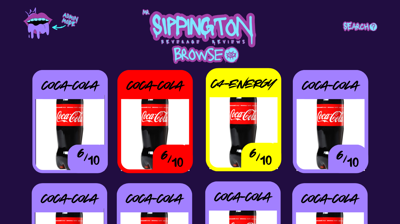 Mr Sippington Browse Page Concept