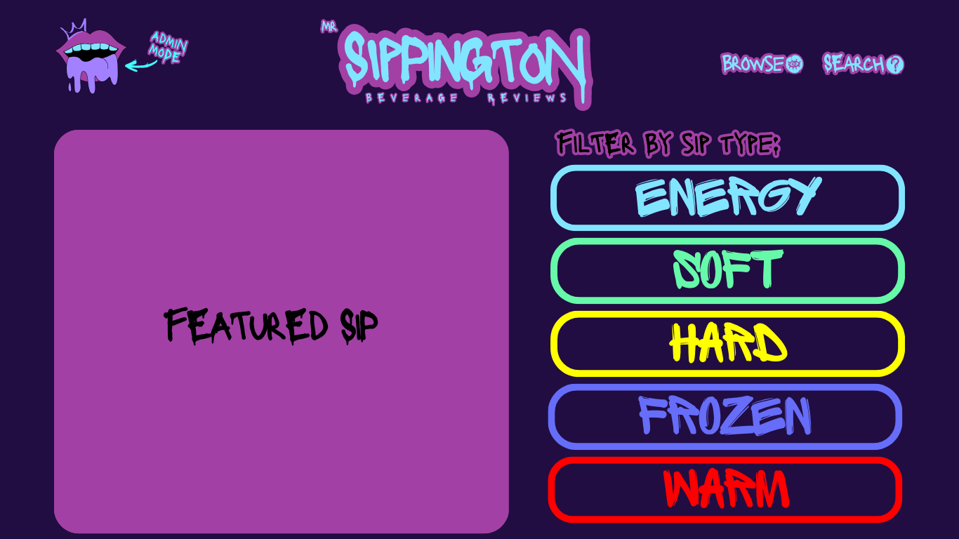 Mr Sippington Homepage Concept